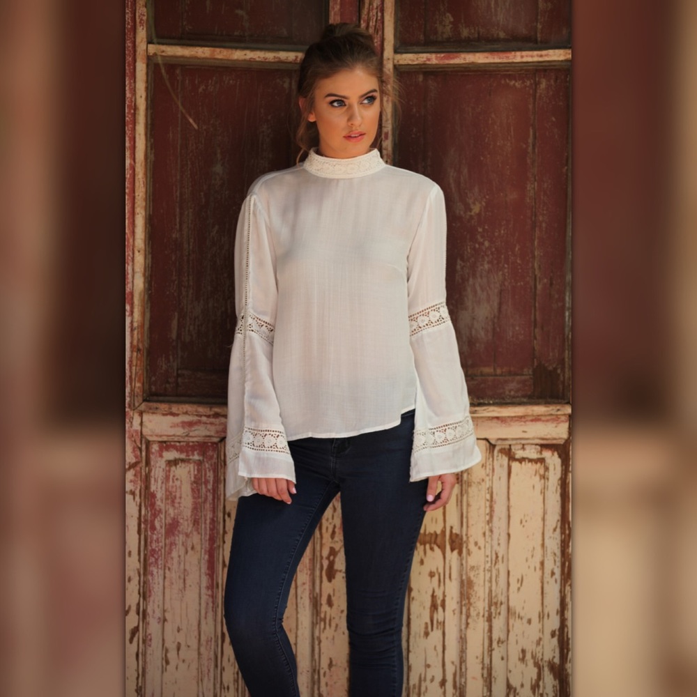 Modern Bohemian Bell Sleeve Ivory Top